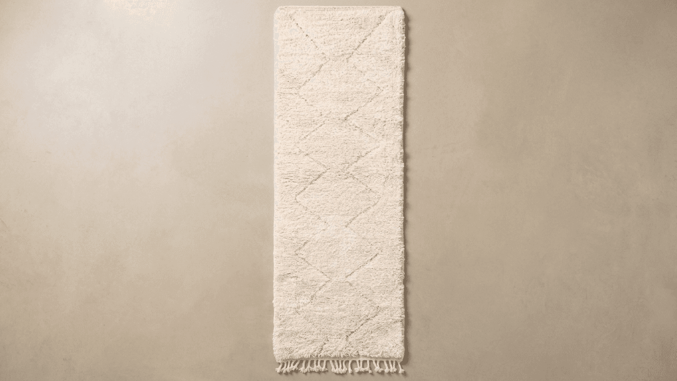 Ivory Fringed Diamond Beni Ourain Rug