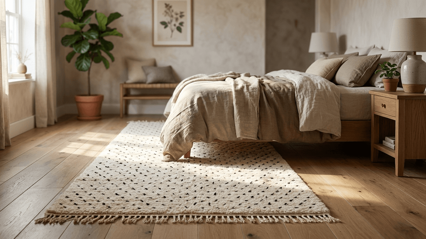 Ivory Flecked Beni Ourain Runner Rug