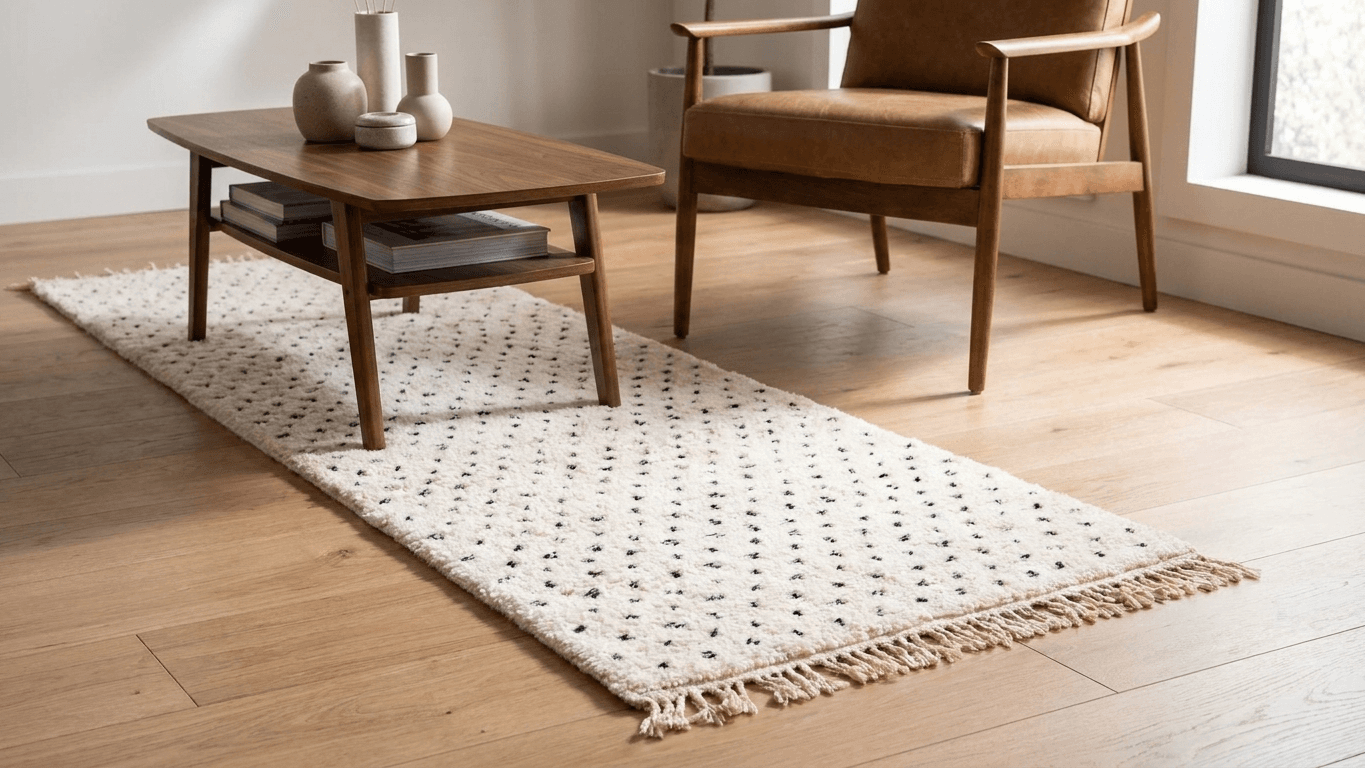 Ivory Flecked Beni Ourain Runner Rug