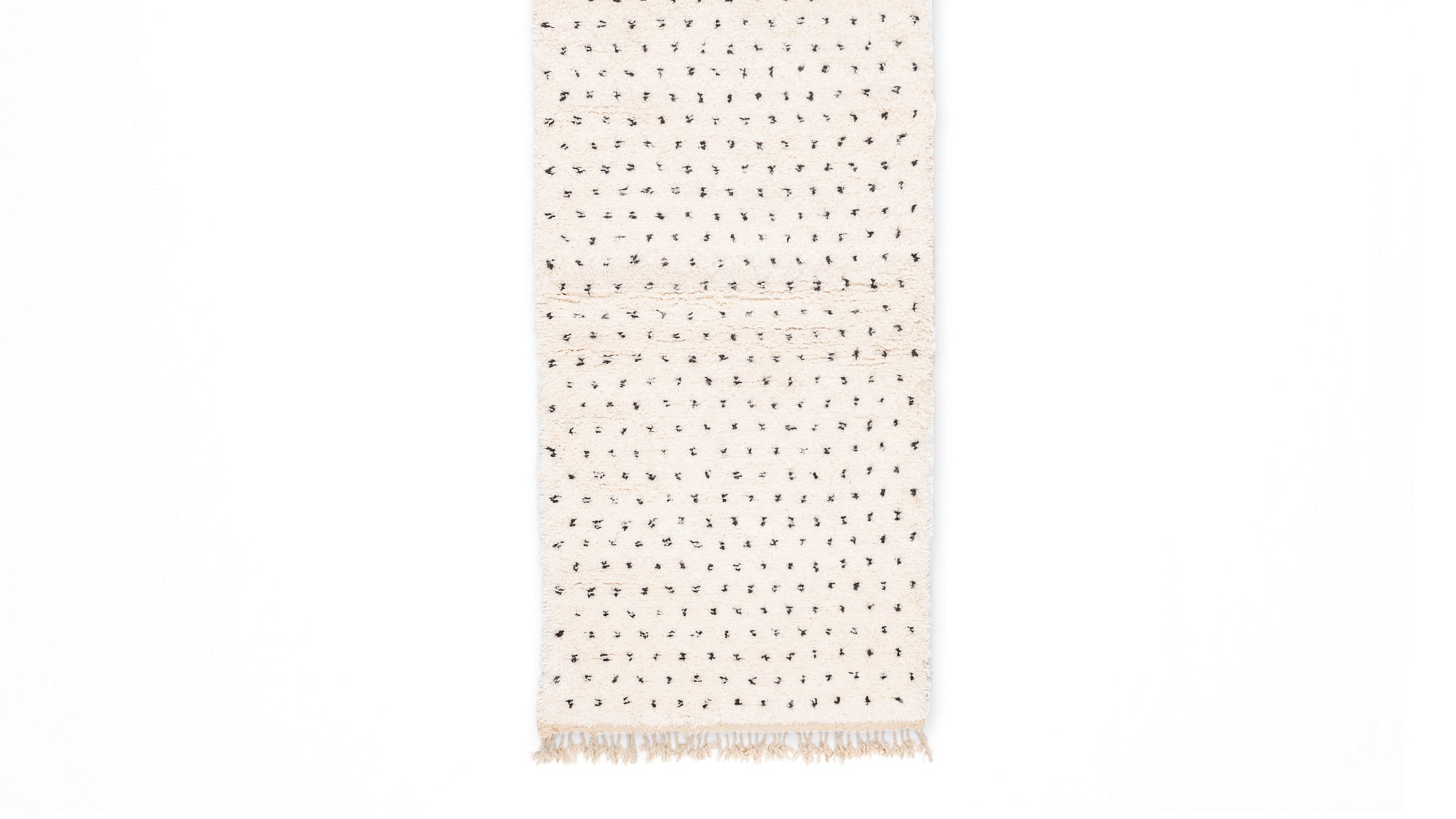 Moroccan Rug Handmade Wool - Ivory Neutral Minimalist Runner Area Rug for Entryway Hallway Bedroom Beni Ourain