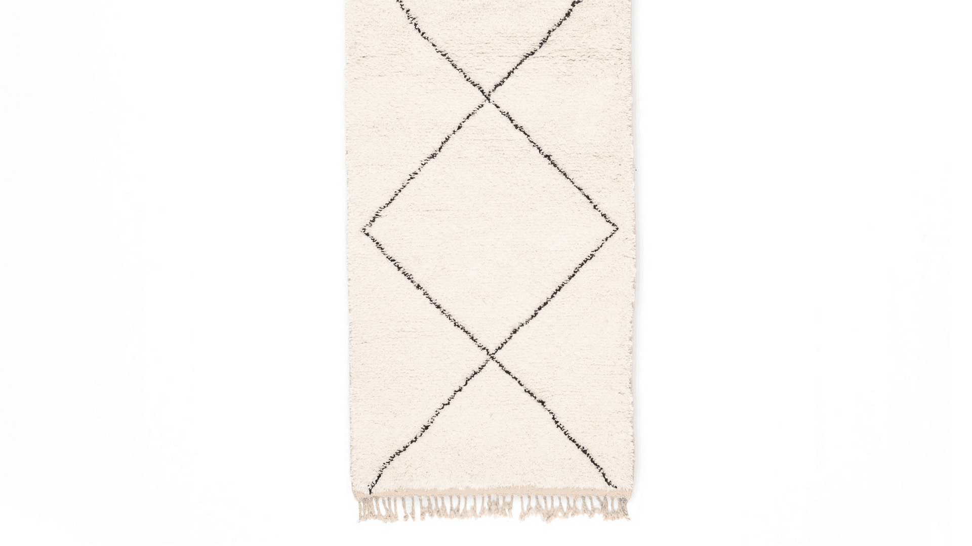 Moroccan Rug Handmade Wool Ivory Neutral Minimalist Runner Area Rug for Hallway Entryway Beni Ourain