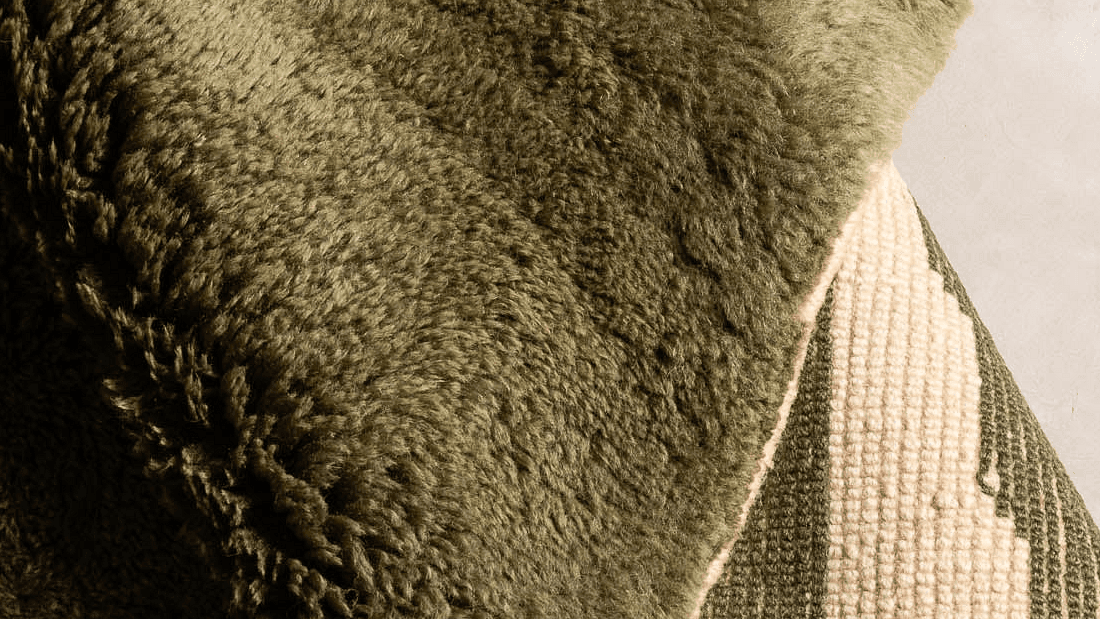 Moroccan Rug Handmade Wool - Olive Green Neutral Modern Boho Area Rug for Living Room Bedroom - Beni Mrirt