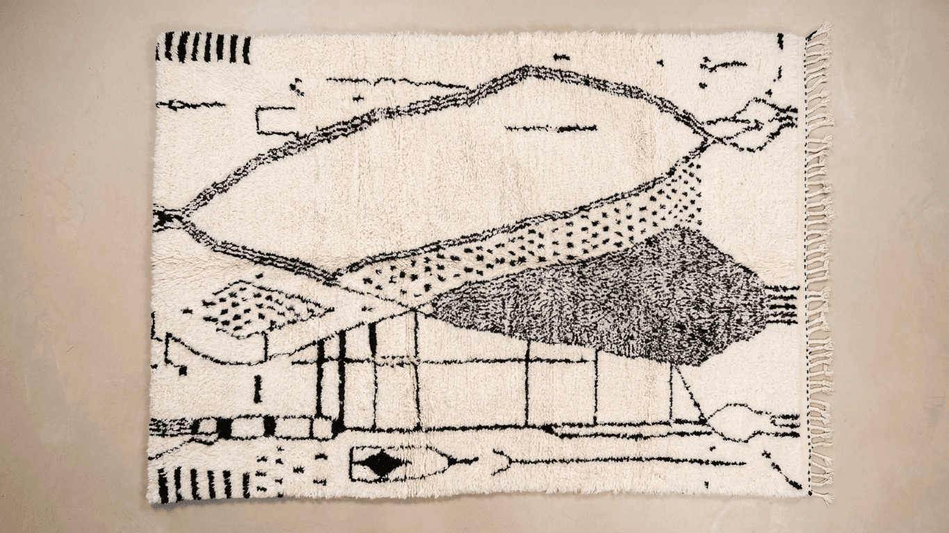 Ivory Linework Azilal Rug