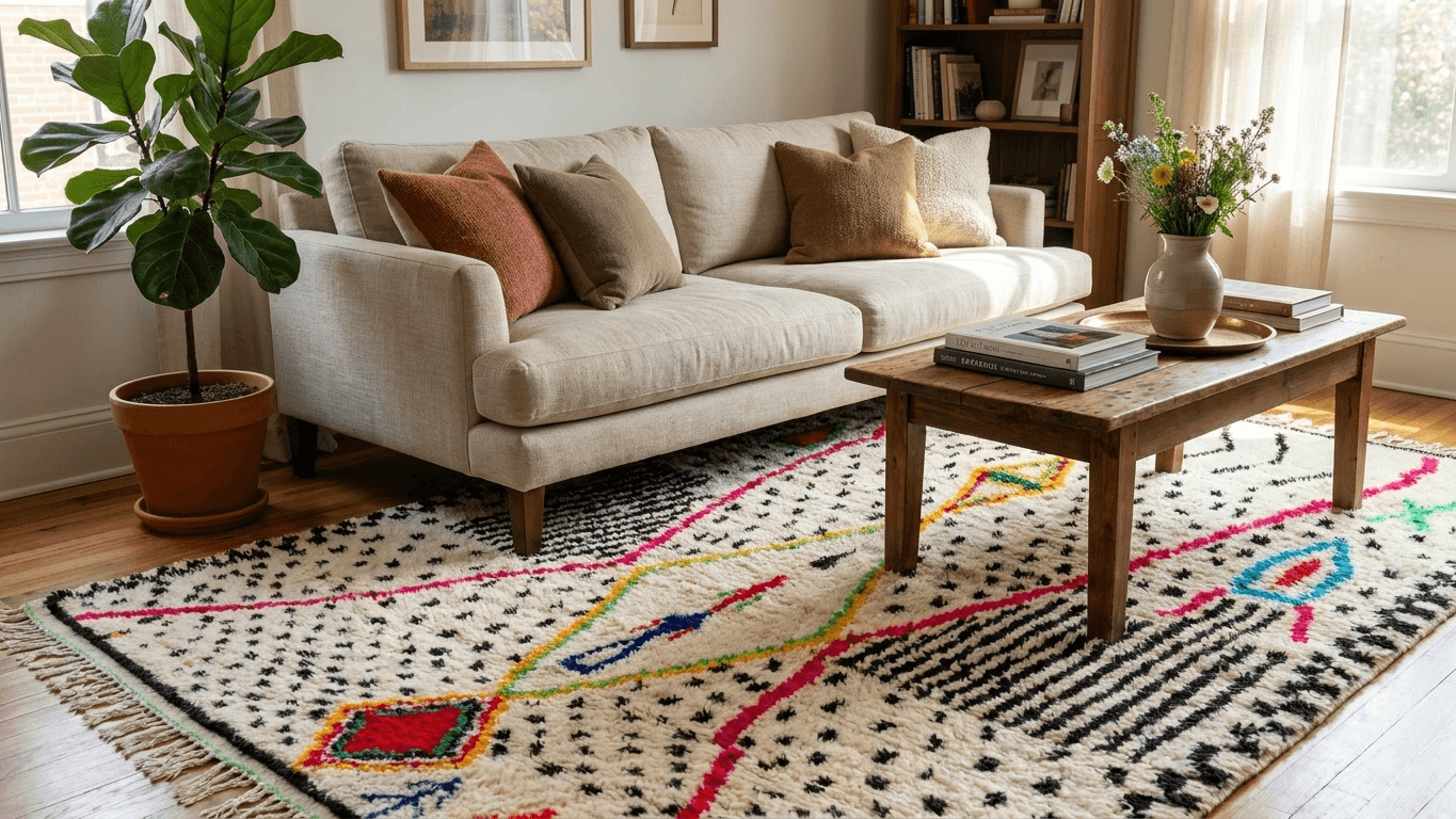 Neutral Diamond Azilal Rug