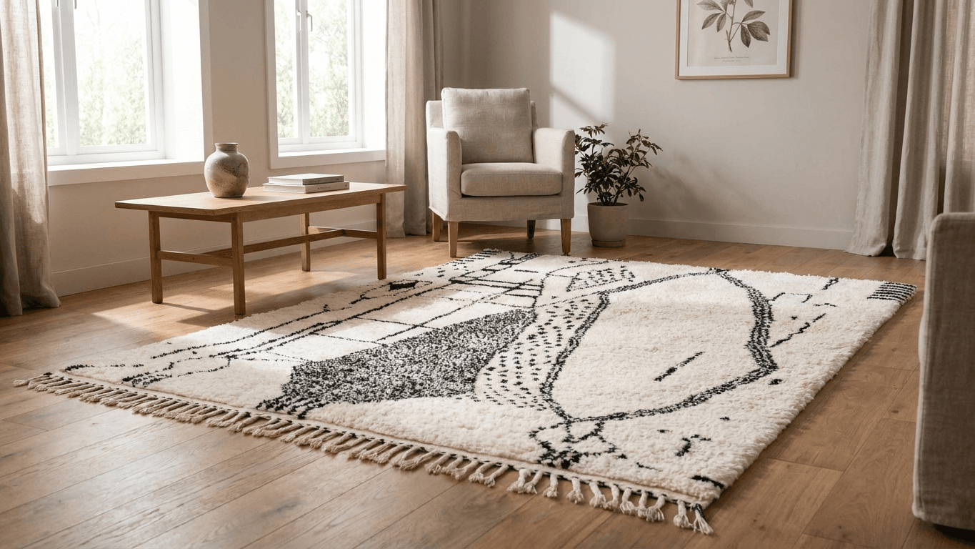 Ivory Linework Azilal Rug