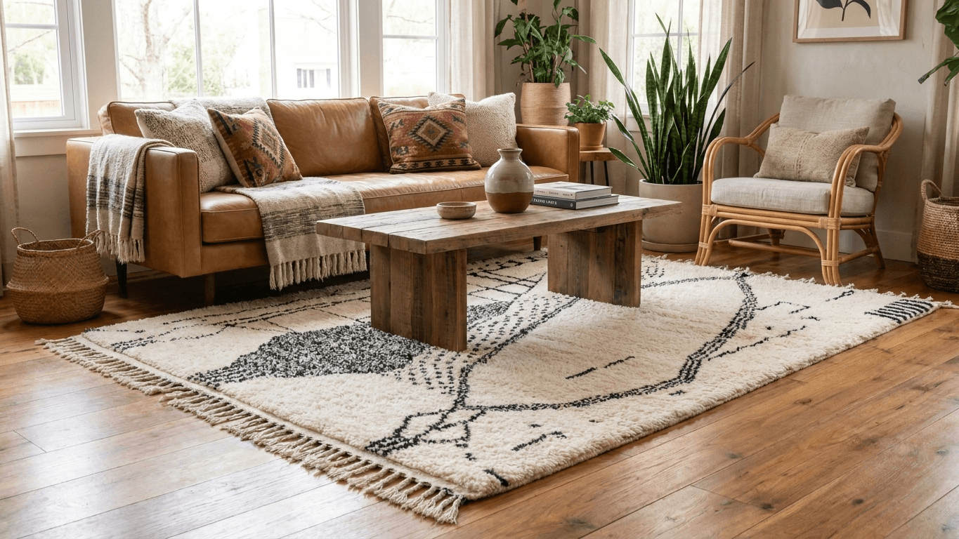 Ivory Linework Azilal Rug