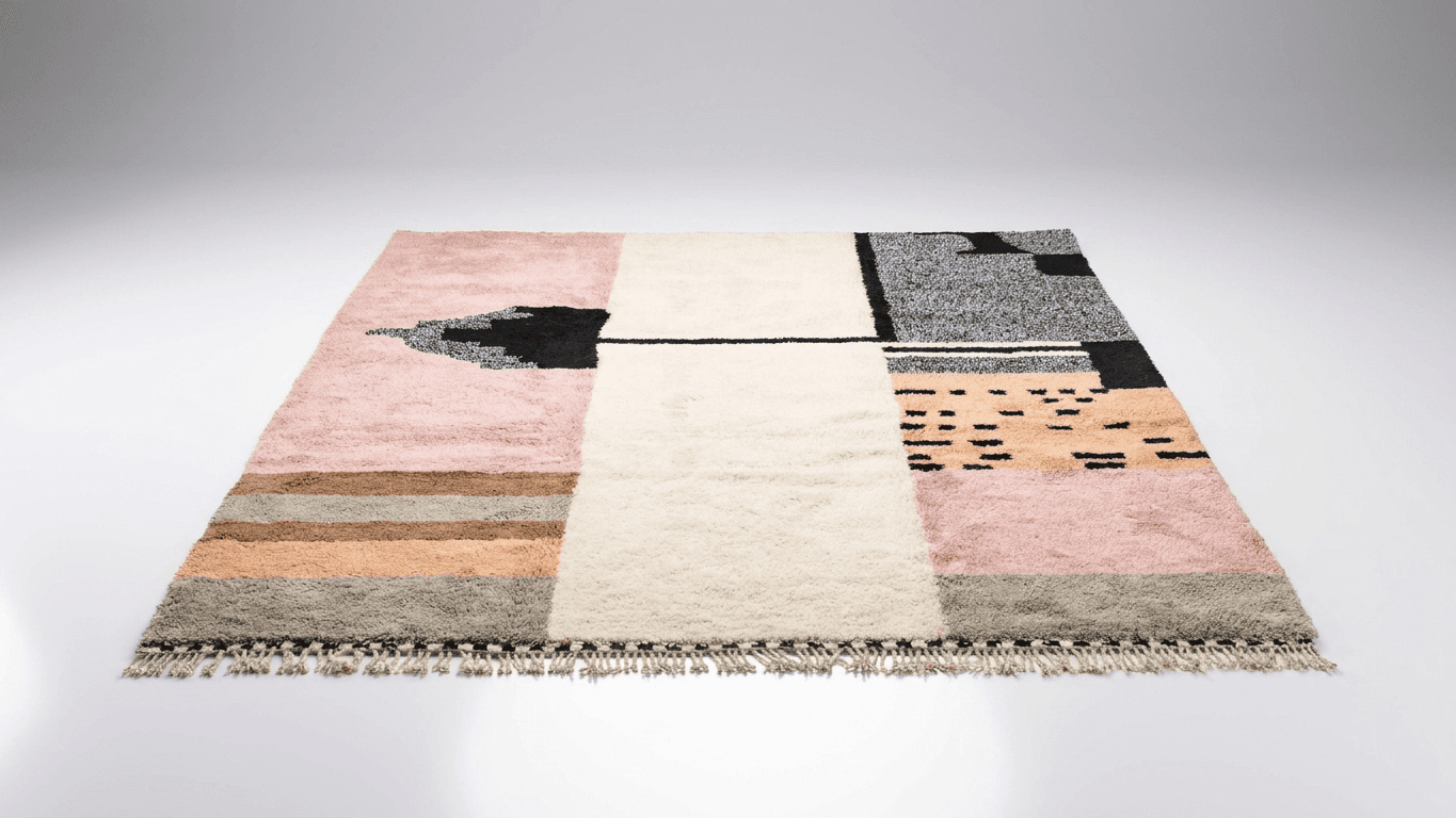 Handmade Wool Rug Boho Modern Living Room