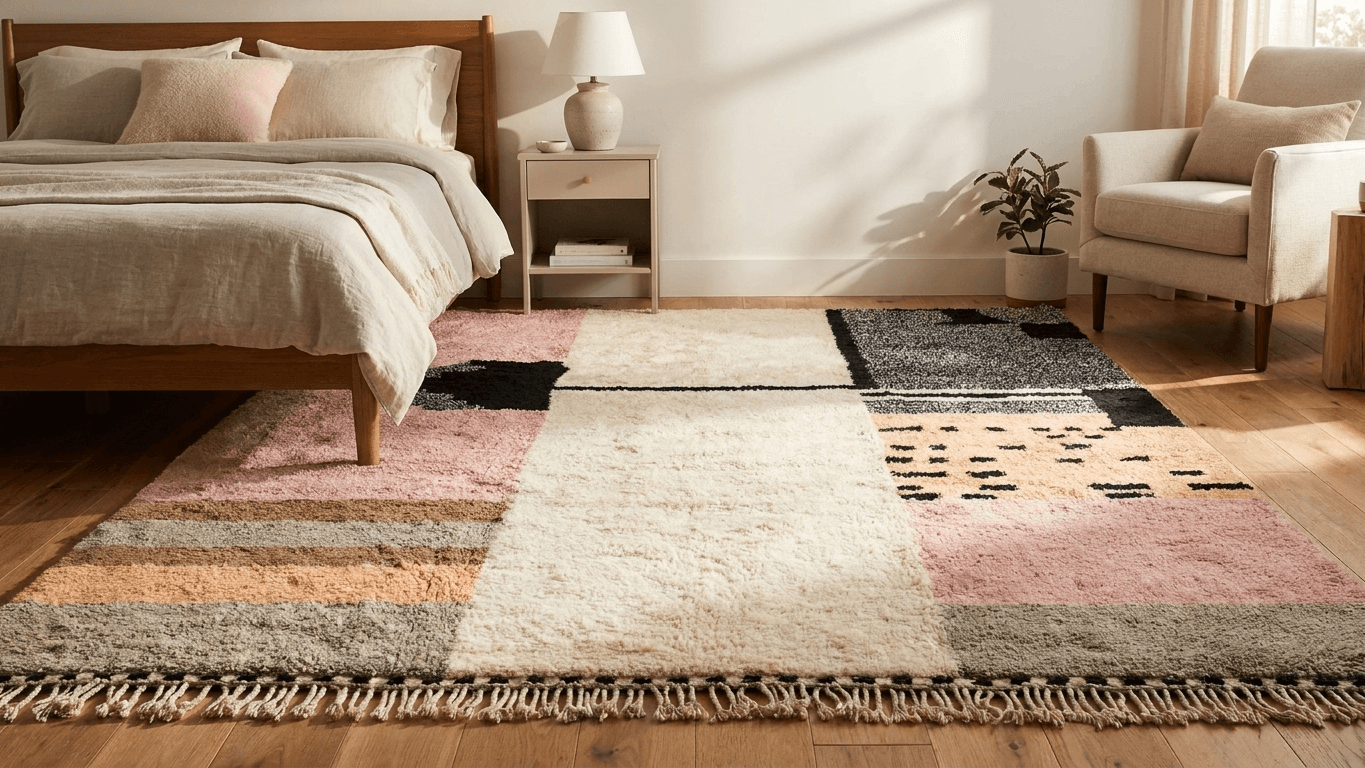 Handmade Wool Rug Boho Modern Living Room