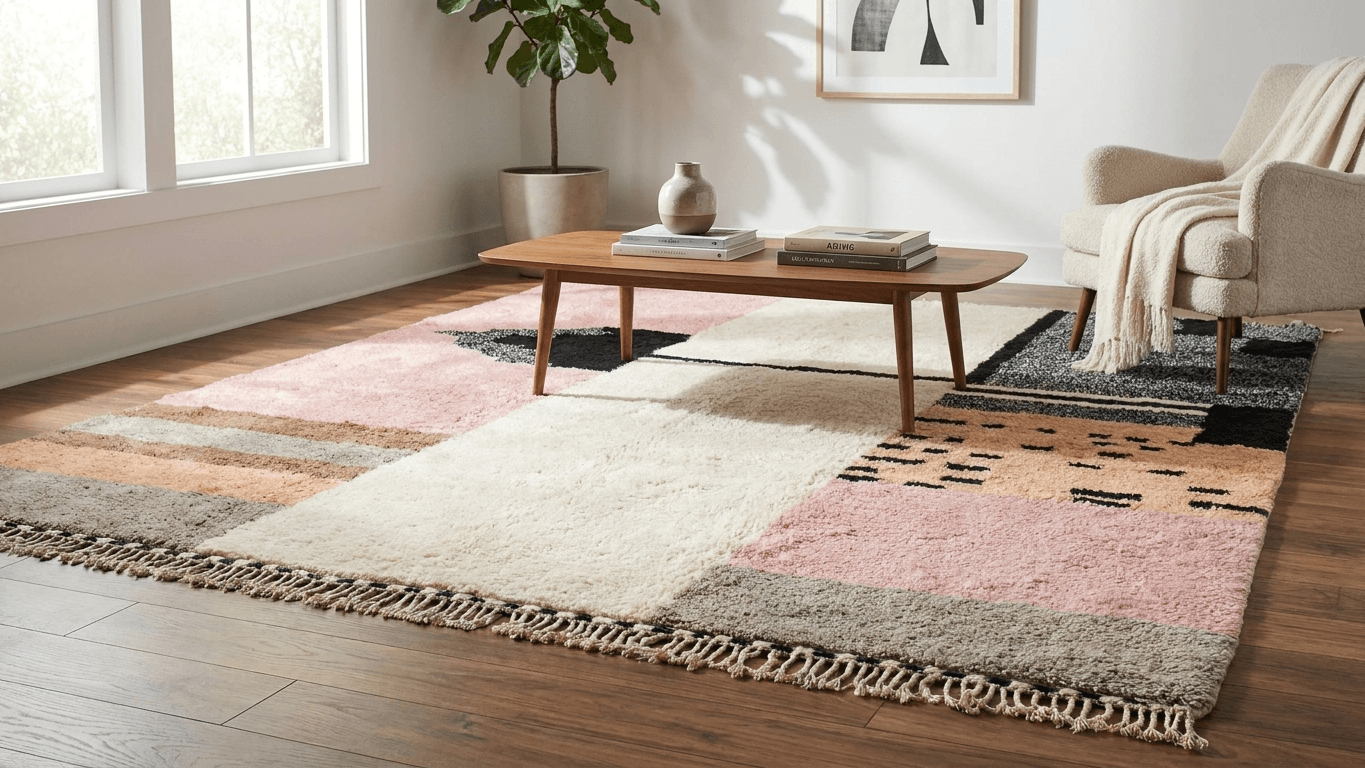 Handmade Wool Rug Boho Modern Living Room