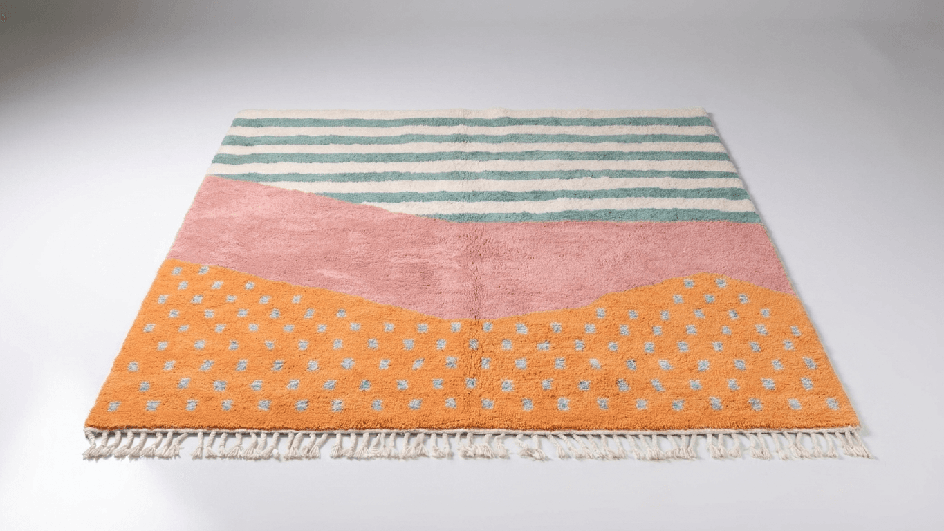 Multicolor Striped Dot Rug
