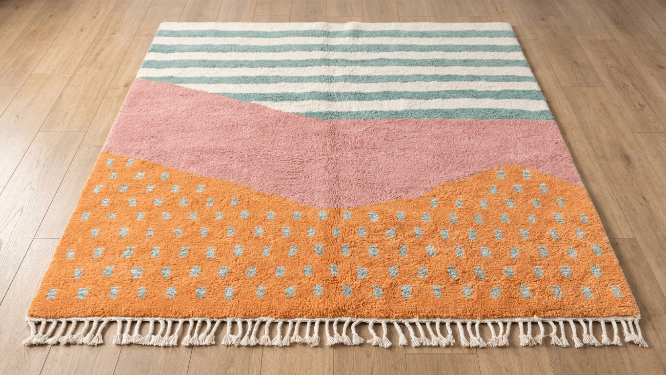 Multicolor Striped Dot Rug