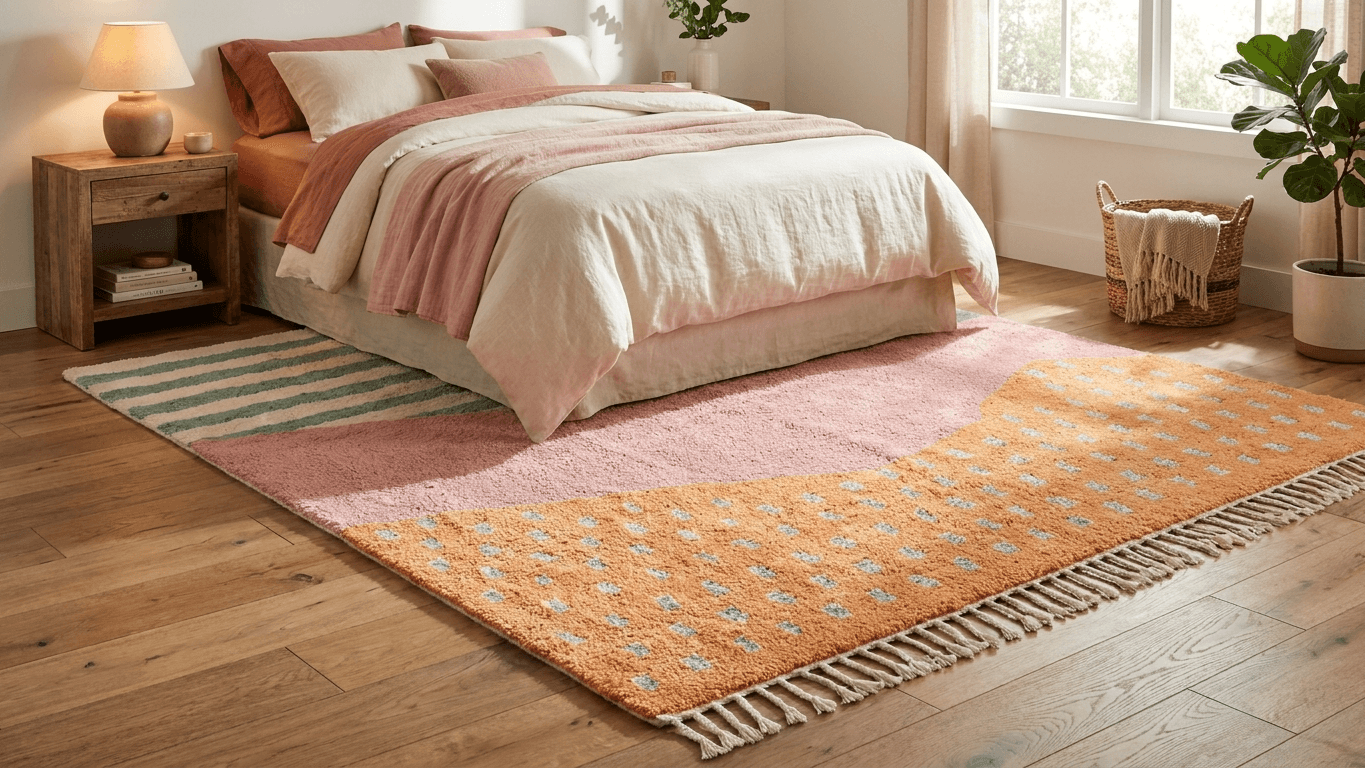 Multicolor Striped Dot Rug