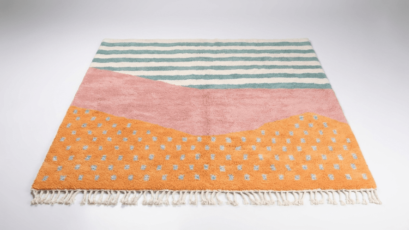 Multicolor Striped Dot Rug