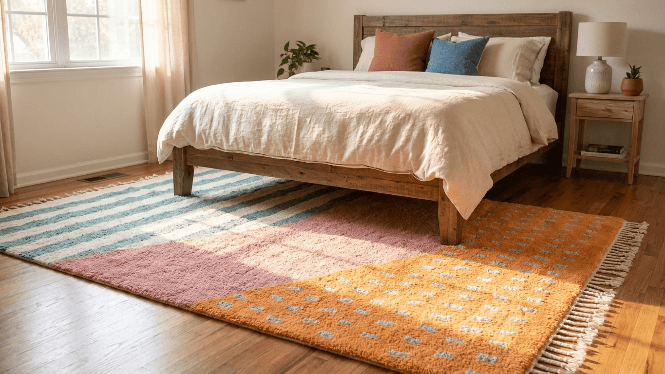 Multicolor Striped Dot Rug