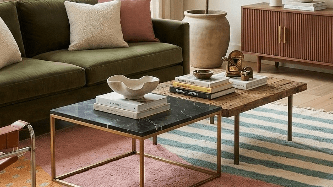 Multicolor Striped Dot Rug