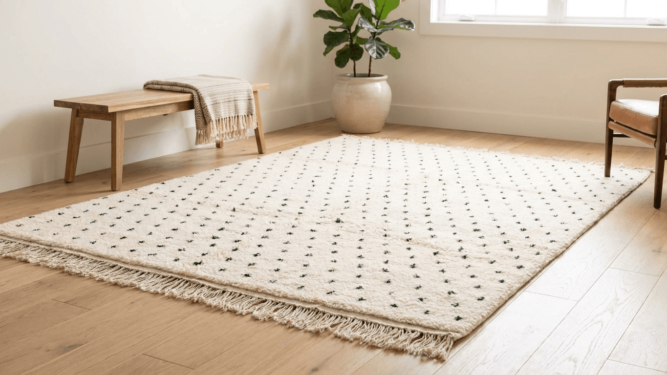 Ivory Speckled Beni Ourain Rug