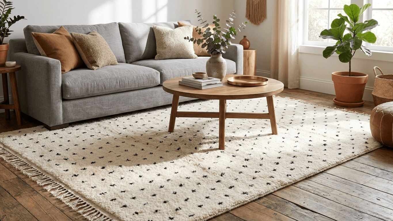 Ivory Speckled Beni Ourain Rug