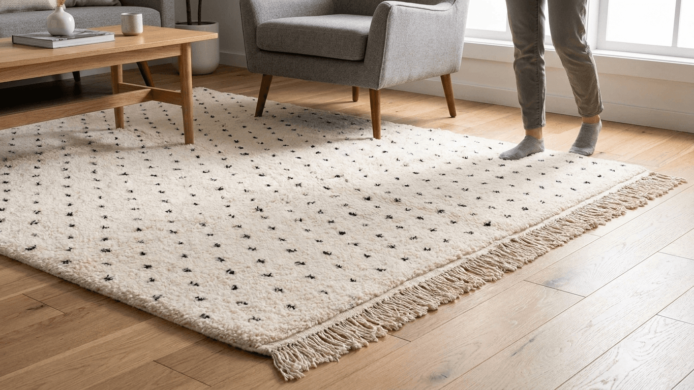 Ivory Speckled Beni Ourain Rug