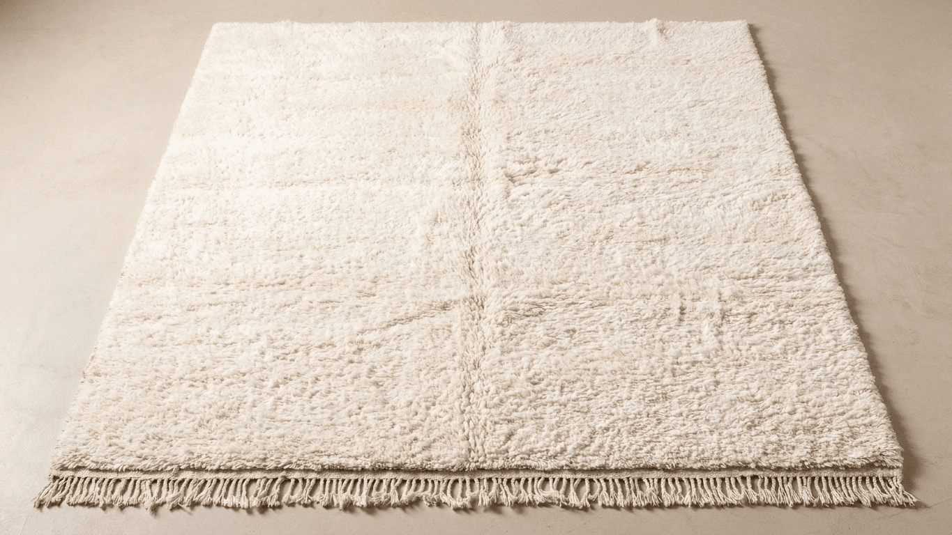 Ivory Shag Beni Ourain Rug