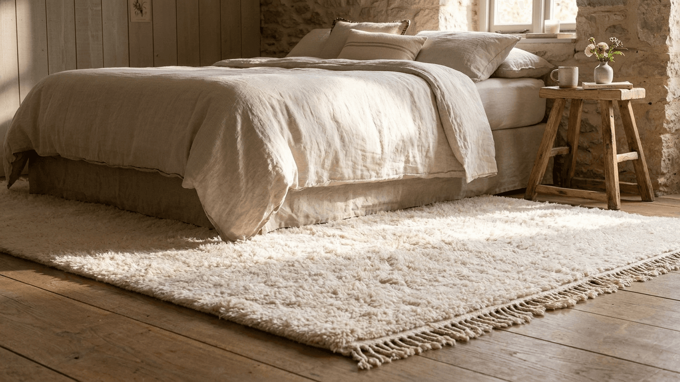 Ivory Shag Beni Ourain Rug