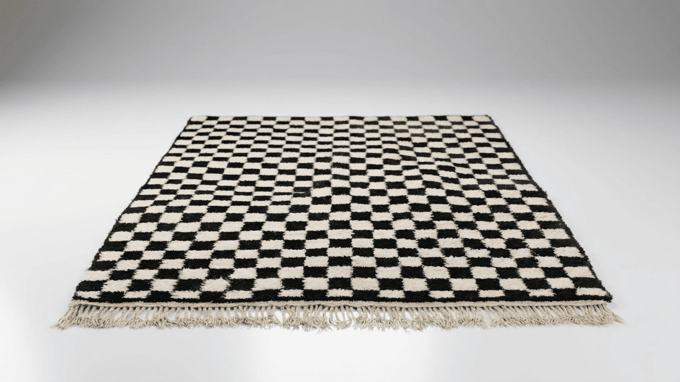 Black Checkerboard Beni Ourain Rug