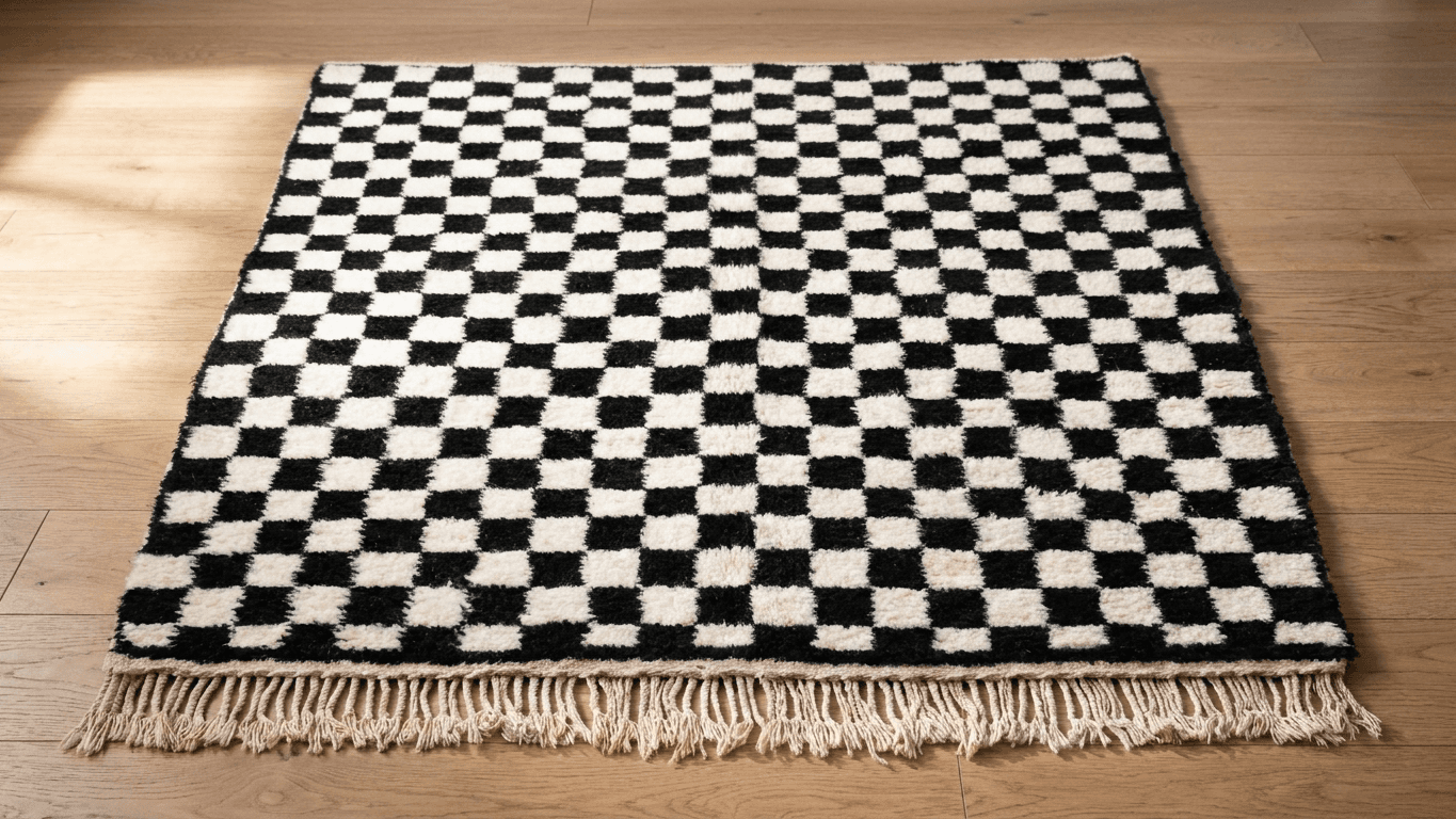 Handmade Wool Rug Beni Ourain Boho Living Room Decor