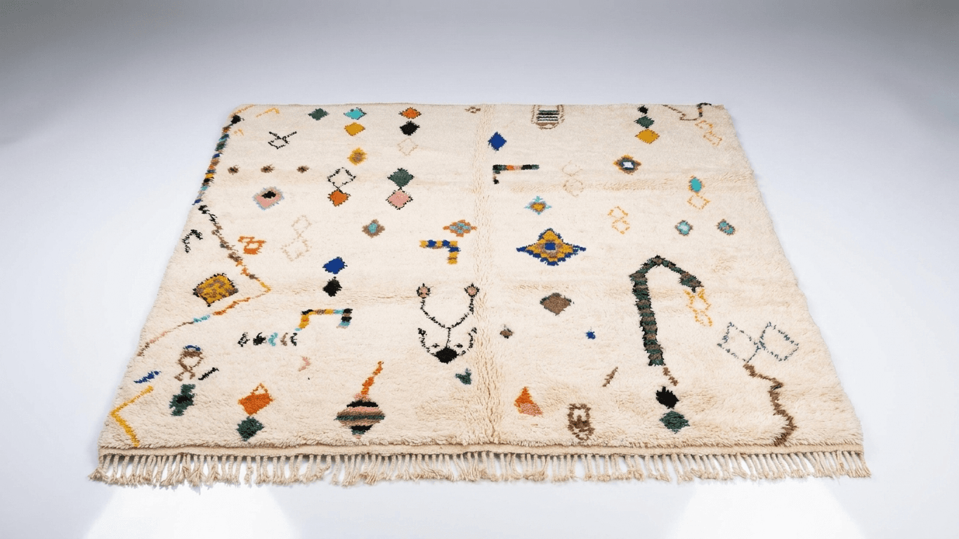 Handmade Wool Rug Beni Ourain  Boho Living Room Decor