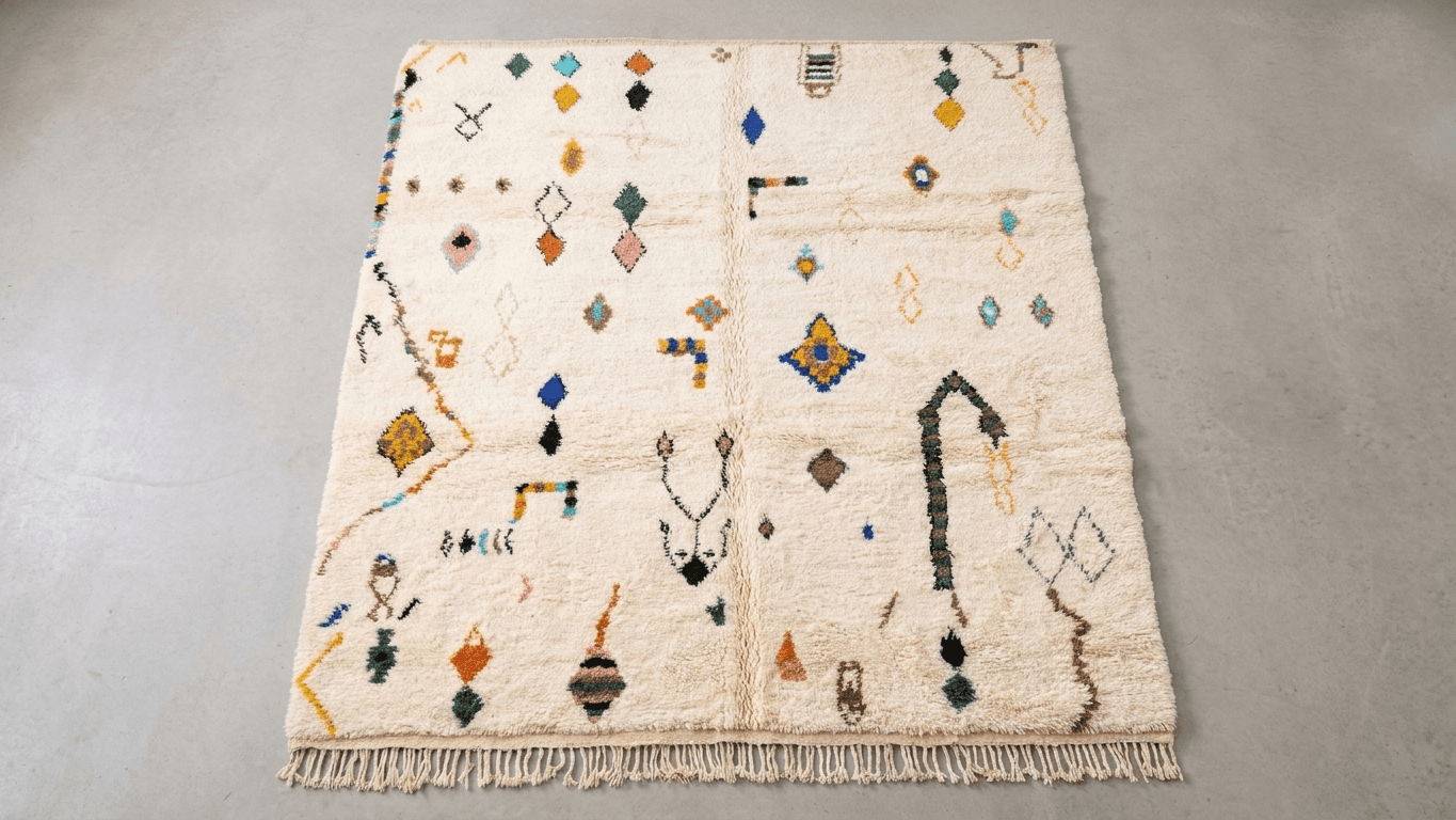 Handmade Wool Rug Beni Ourain  Boho Living Room Decor