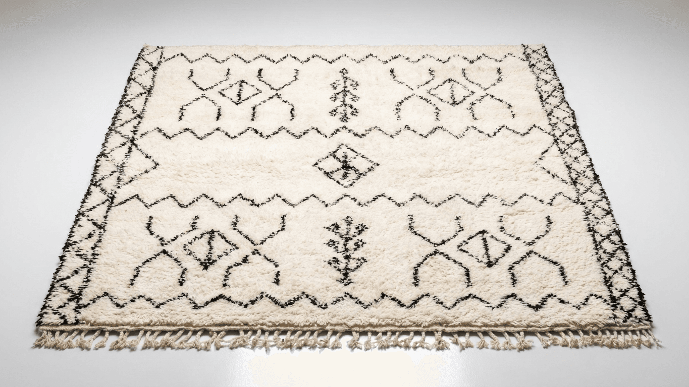 Ivory Zigzag Diamond Beni Ourain Rug