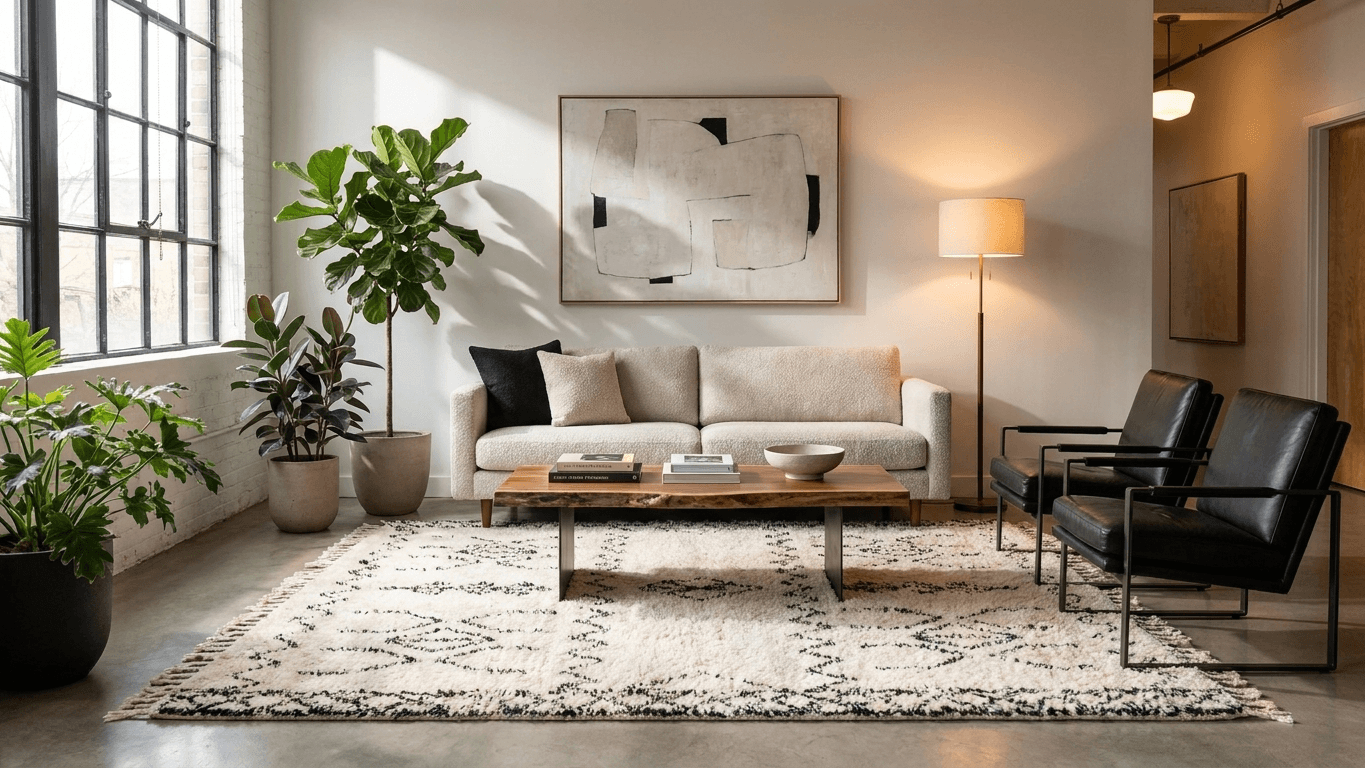 Ivory Zigzag Diamond Beni Ourain Rug