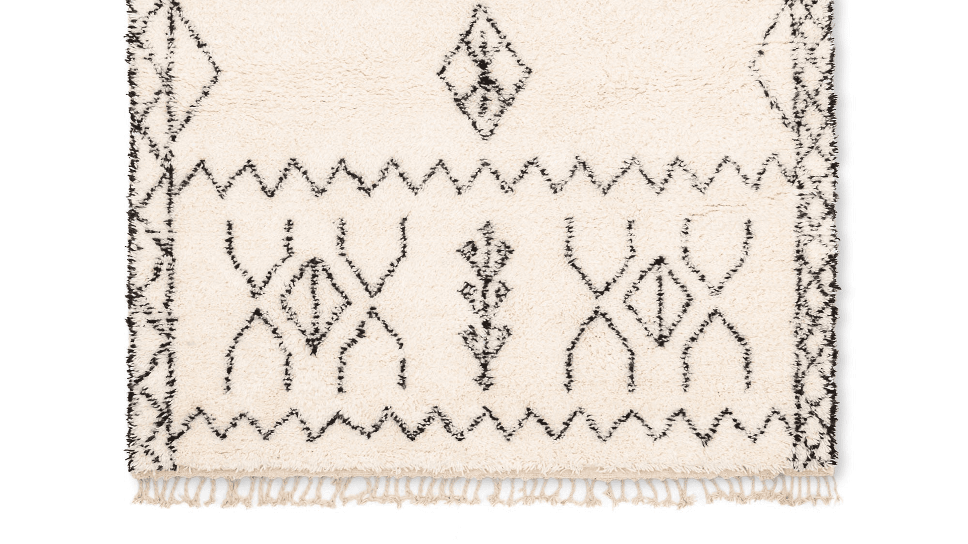 Ivory Zigzag Diamond Beni Ourain Rug