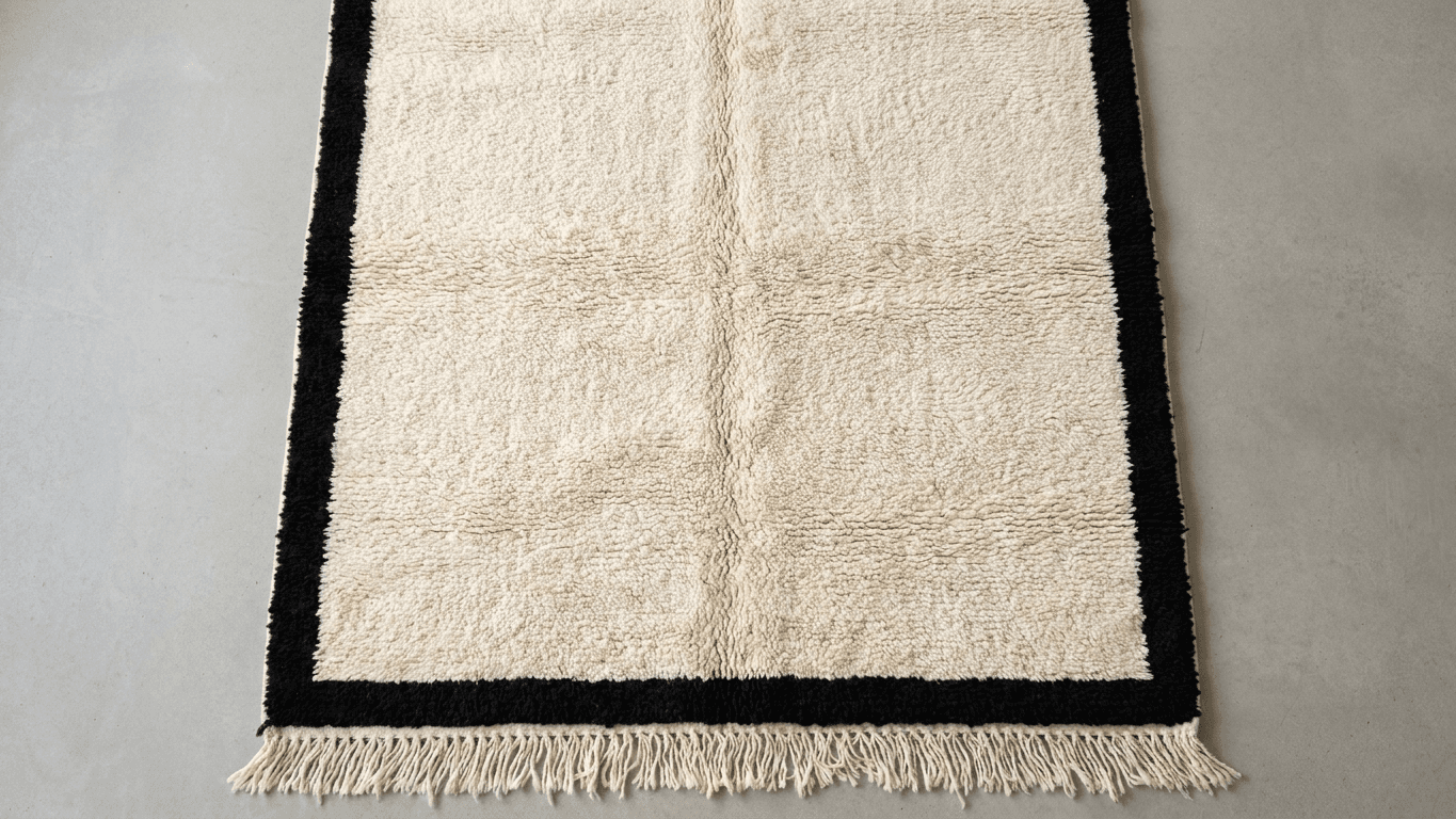 Ivory Black Border Beni Ourain Rug