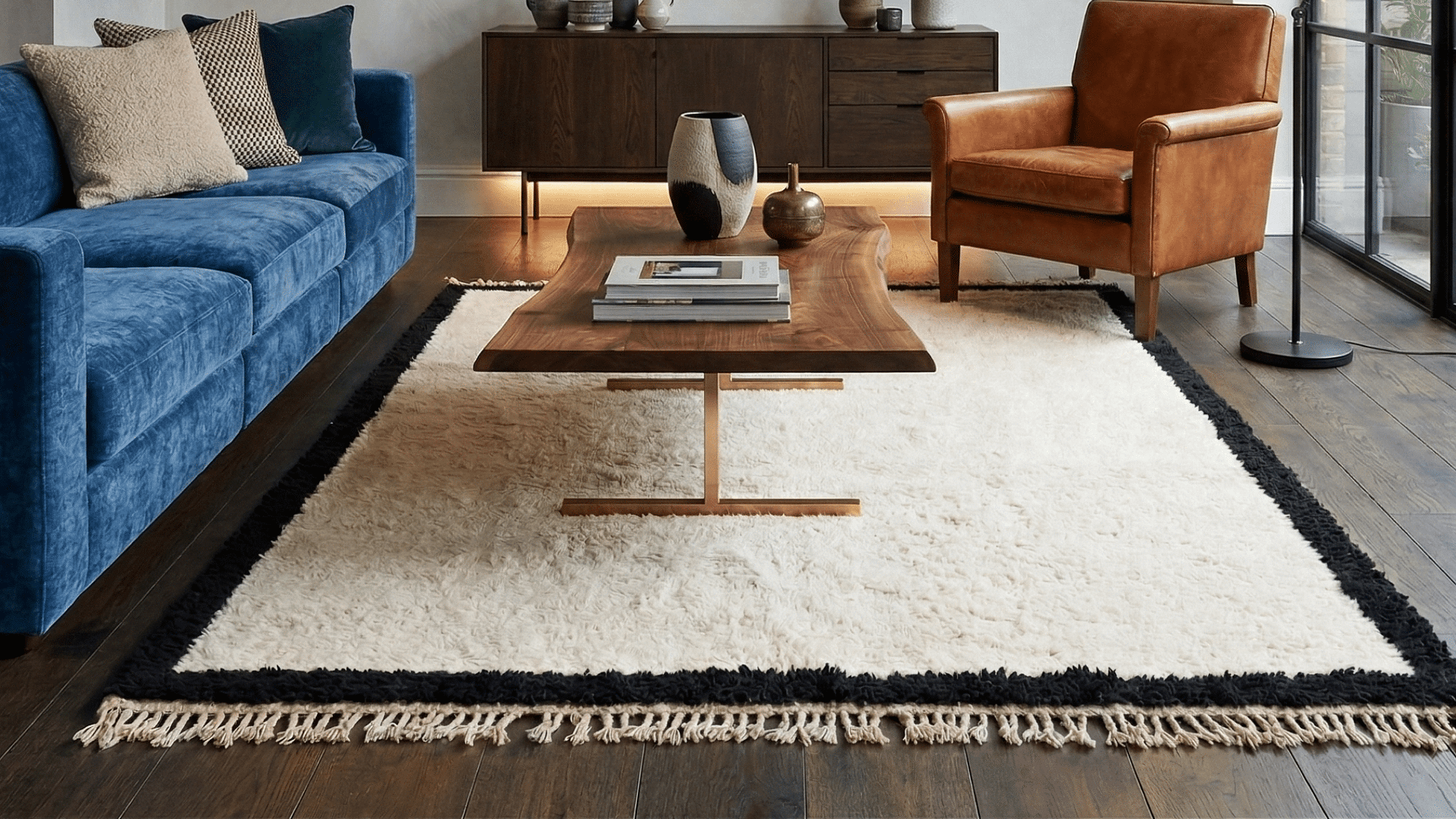 Handmade Wool Beni Ourain Rug Boho Living Room Decor