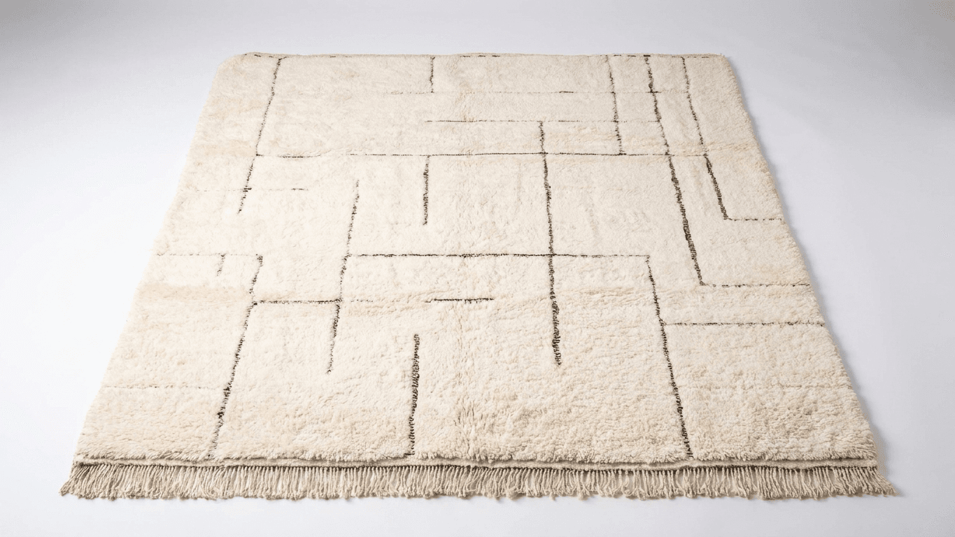 Handmade Wool Rug  Beni Ourain Boho Living Room Decor