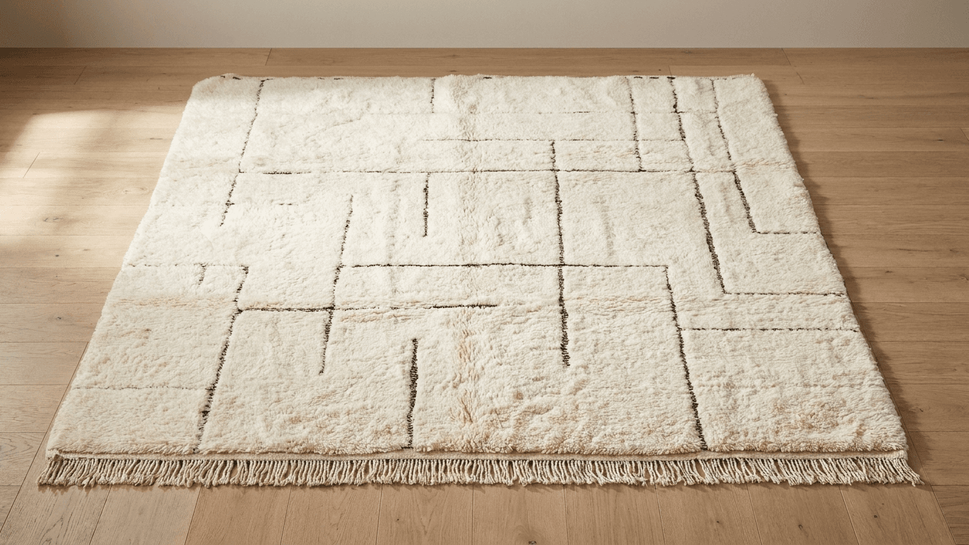 Handmade Wool Rug  Beni Ourain Boho Living Room Decor