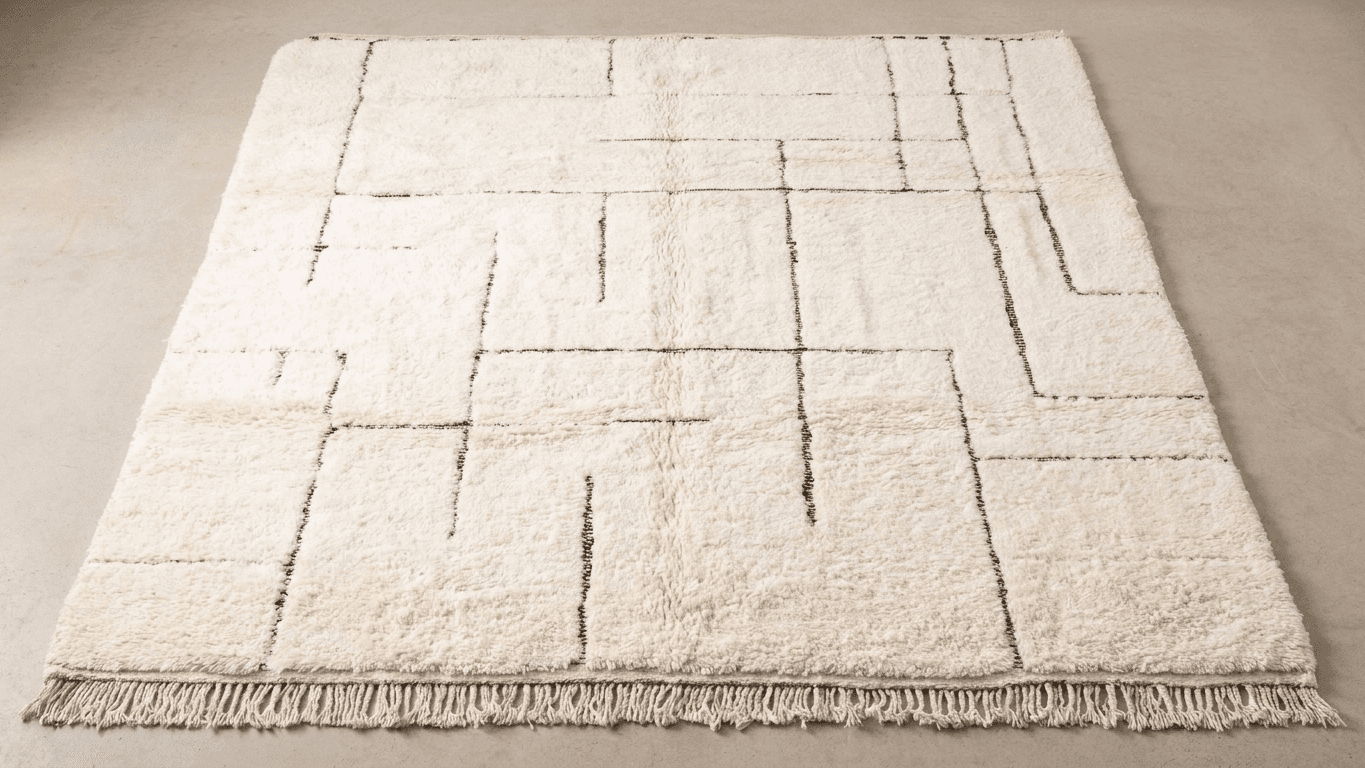 Handmade Wool Rug  Beni Ourain Boho Living Room Decor