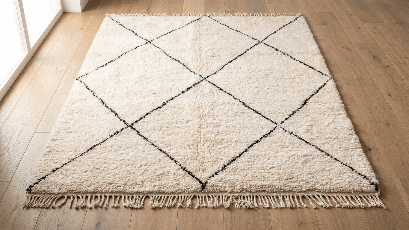 Handmade Wool Rugs  Beni Ourain Boho Living Room Decor
