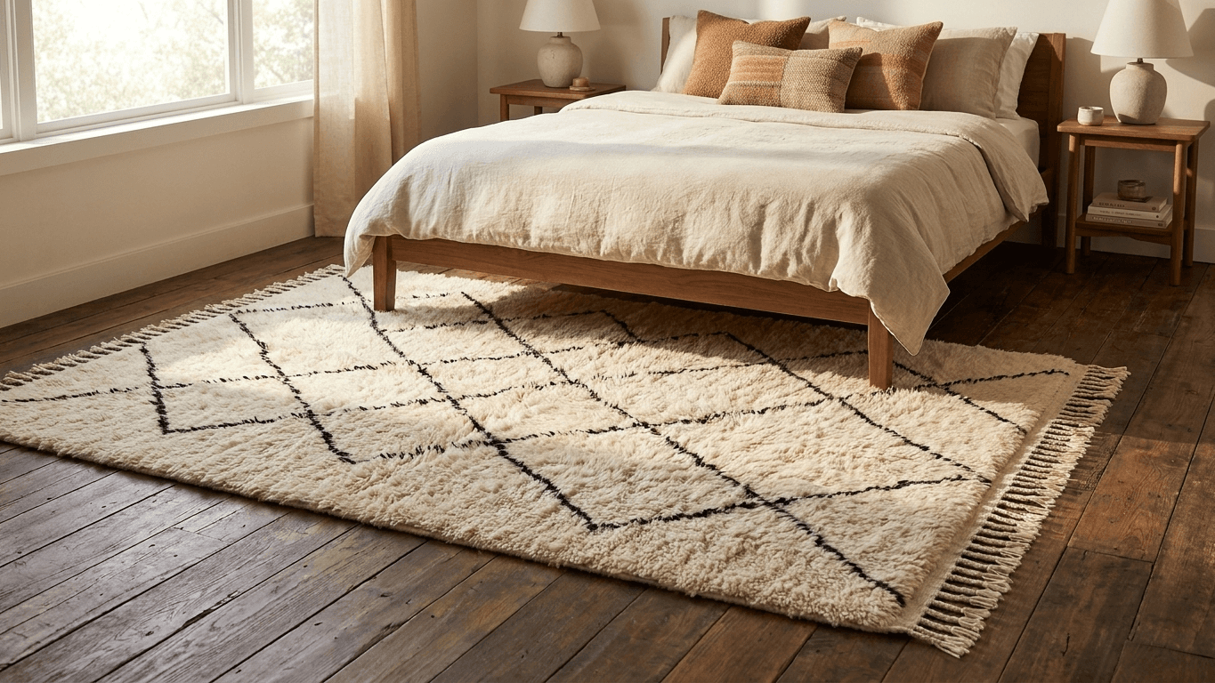 Handmade Wool Rugs  Beni Ourain Boho Living Room Decor