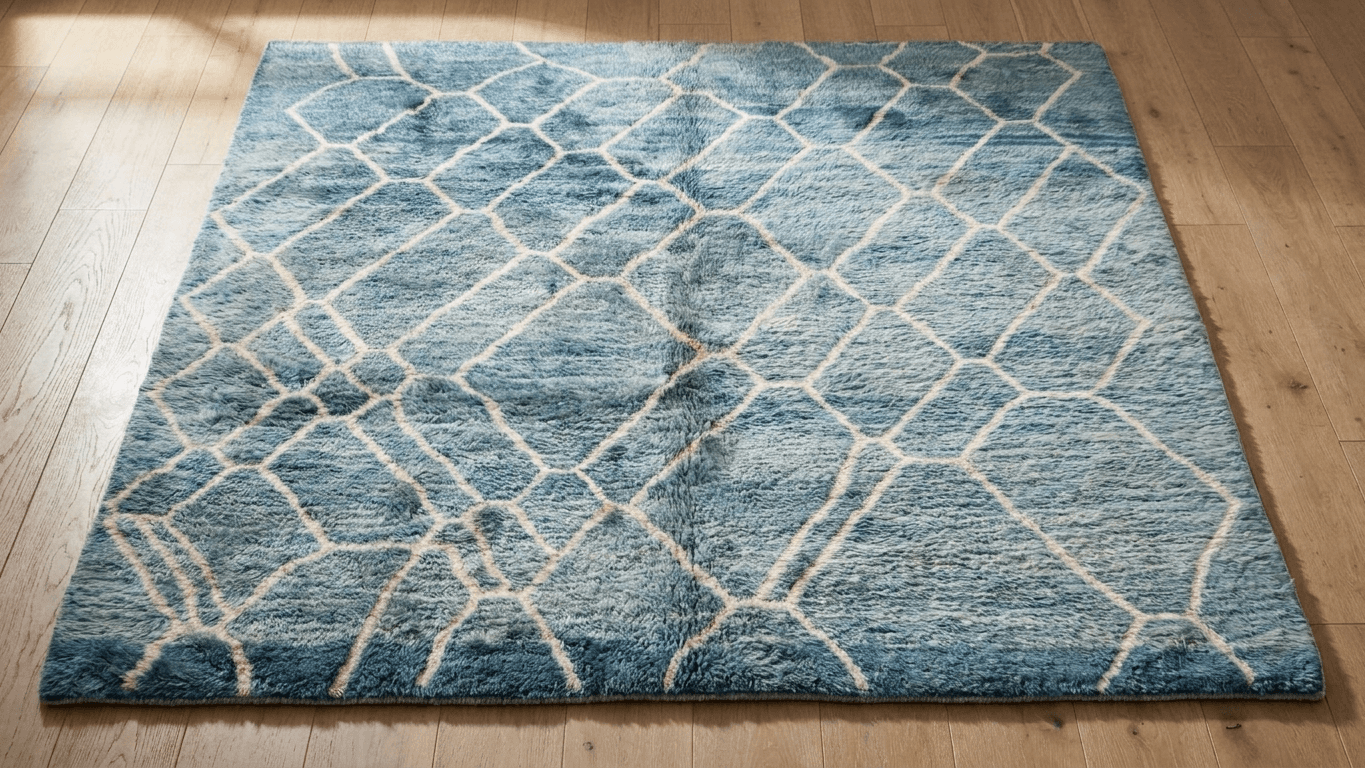 Handmade Wool Rug Boho  for Living Room Decor Beni Mrirt