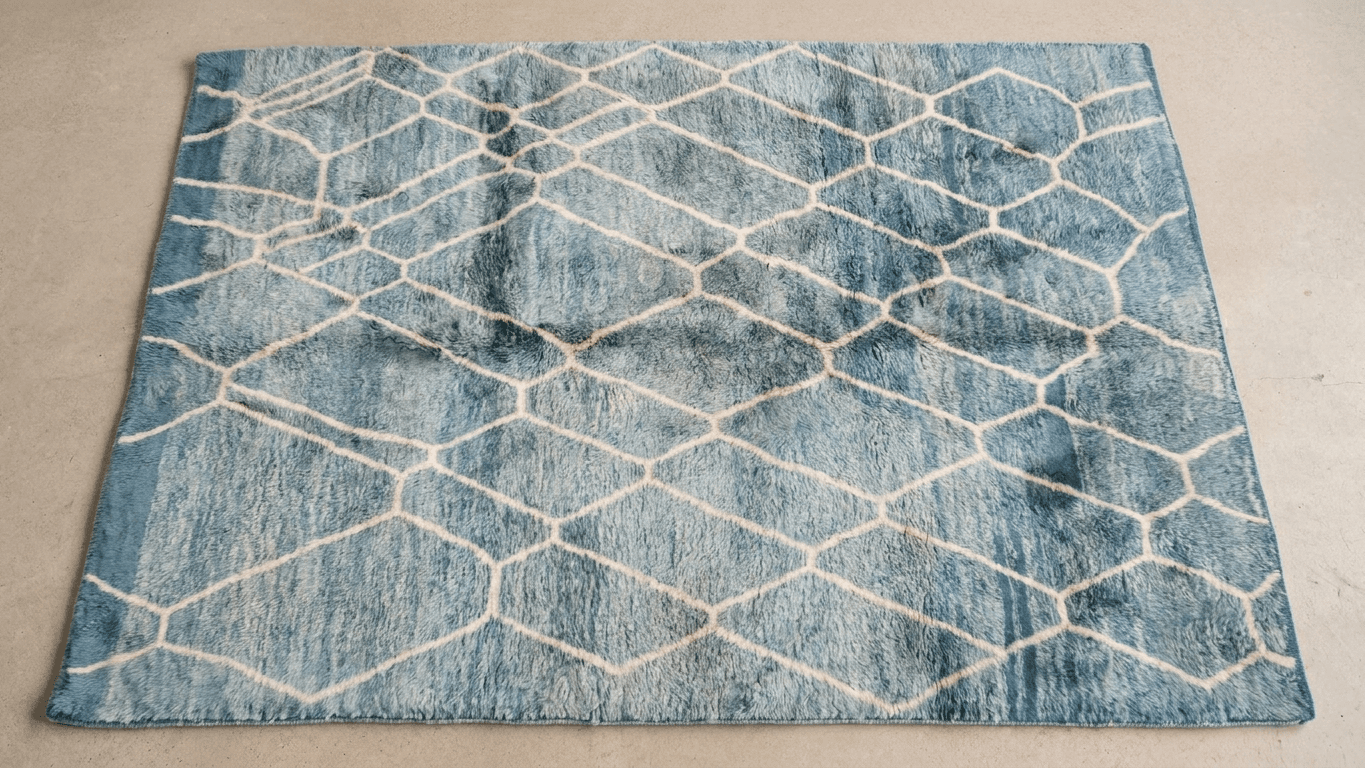 Handmade Wool Rug Boho  for Living Room Decor Beni Mrirt