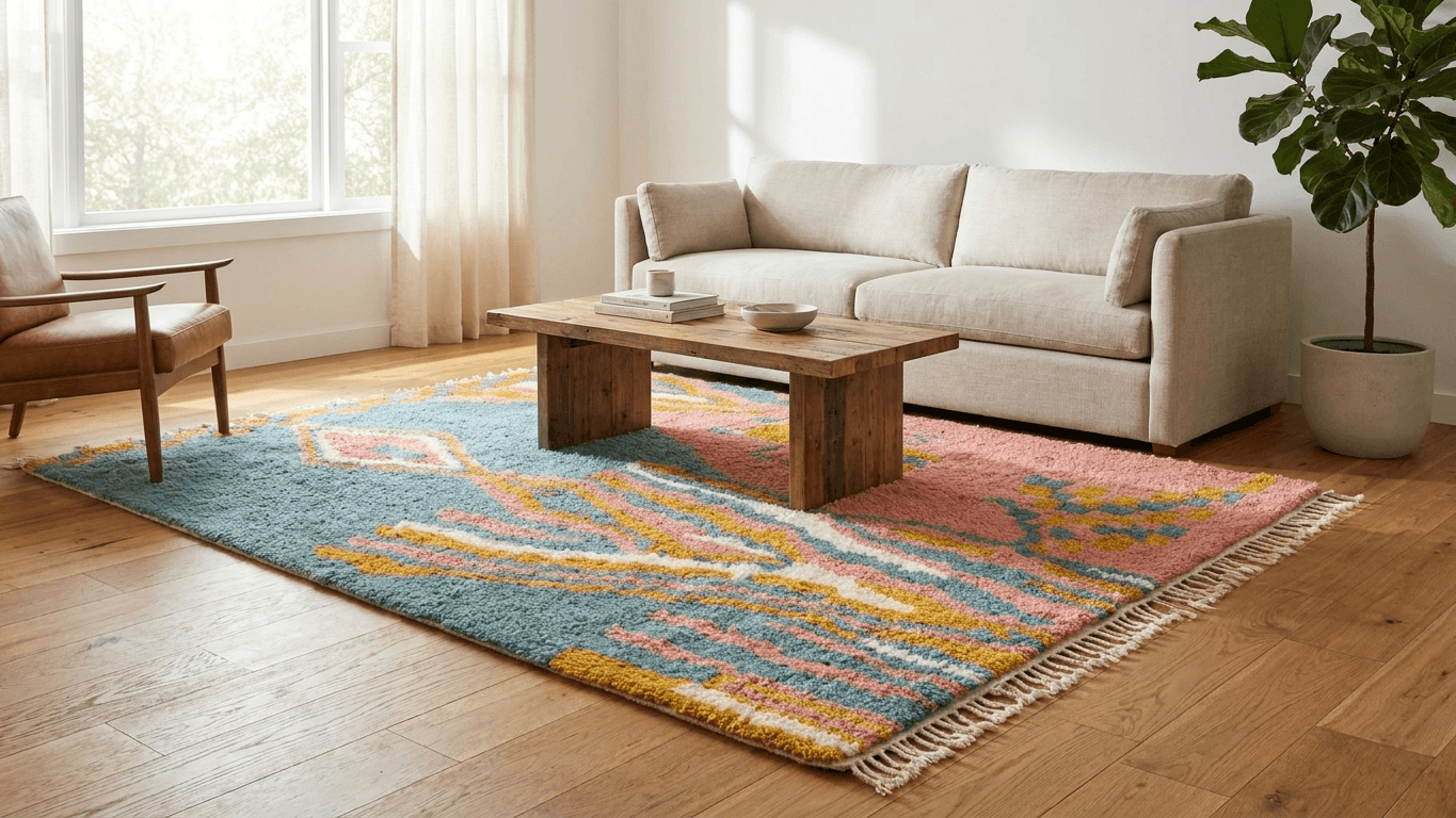 Handmade Wool Rugs  Boho Living Room Decor