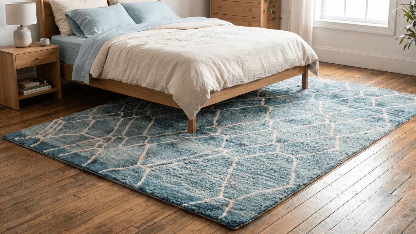 Handmade Wool Rug Boho  for Living Room Decor Beni Mrirt