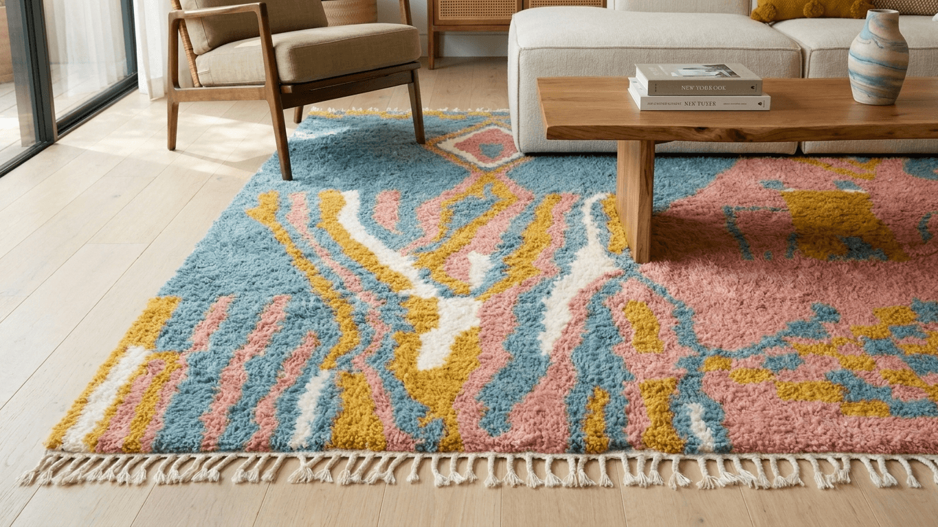 Handmade Wool Rugs  Boho Living Room Decor