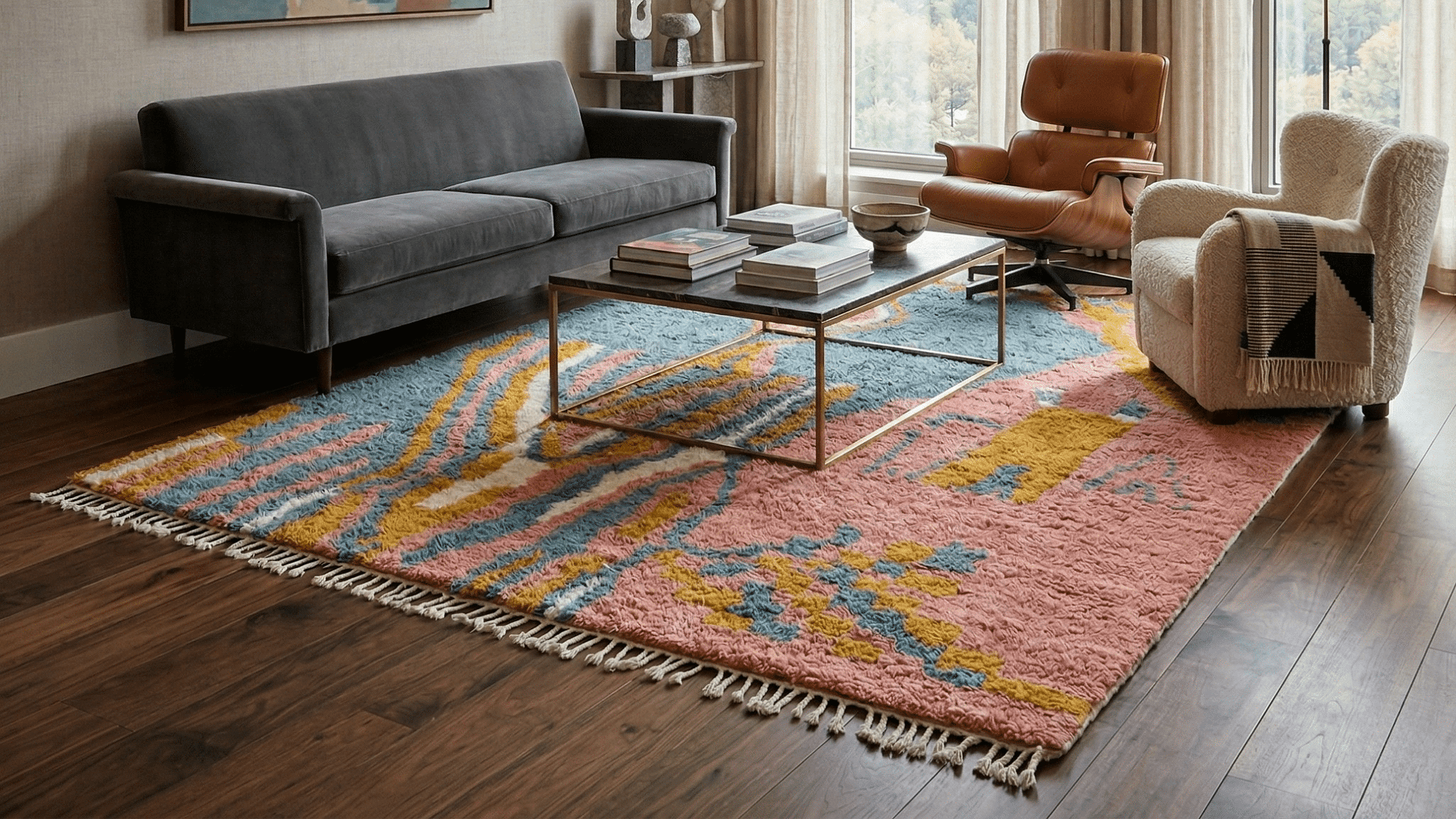 Handmade Wool Rugs  Boho Living Room Decor