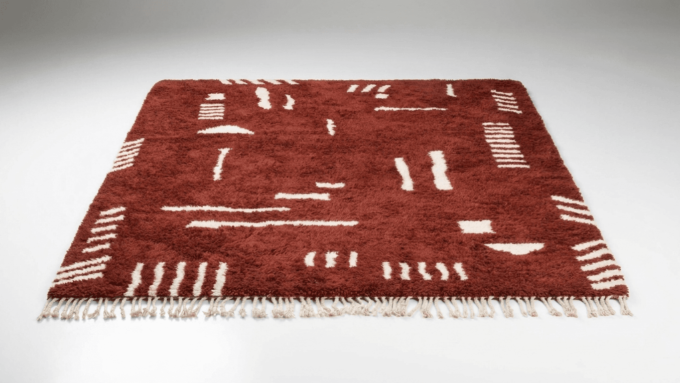Handmade Wool Rug  Boho Beni Ourain for Living Room Decor