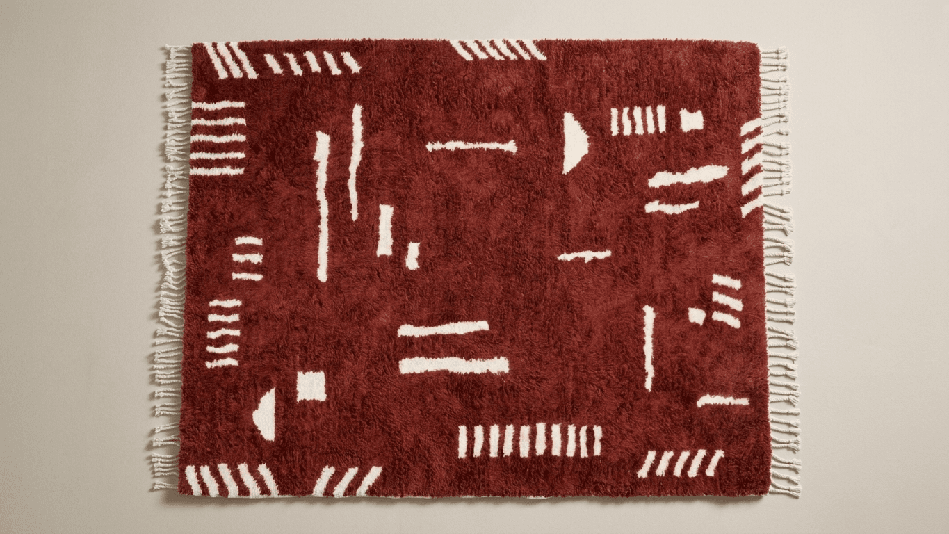Handmade Wool Rug  Boho Beni Ourain for Living Room Decor