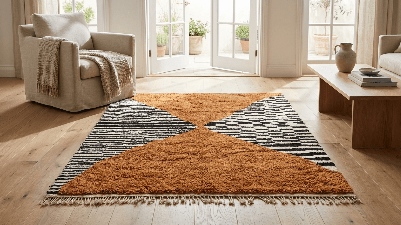 Handmade Wool Rug  Boho Living Room Decor