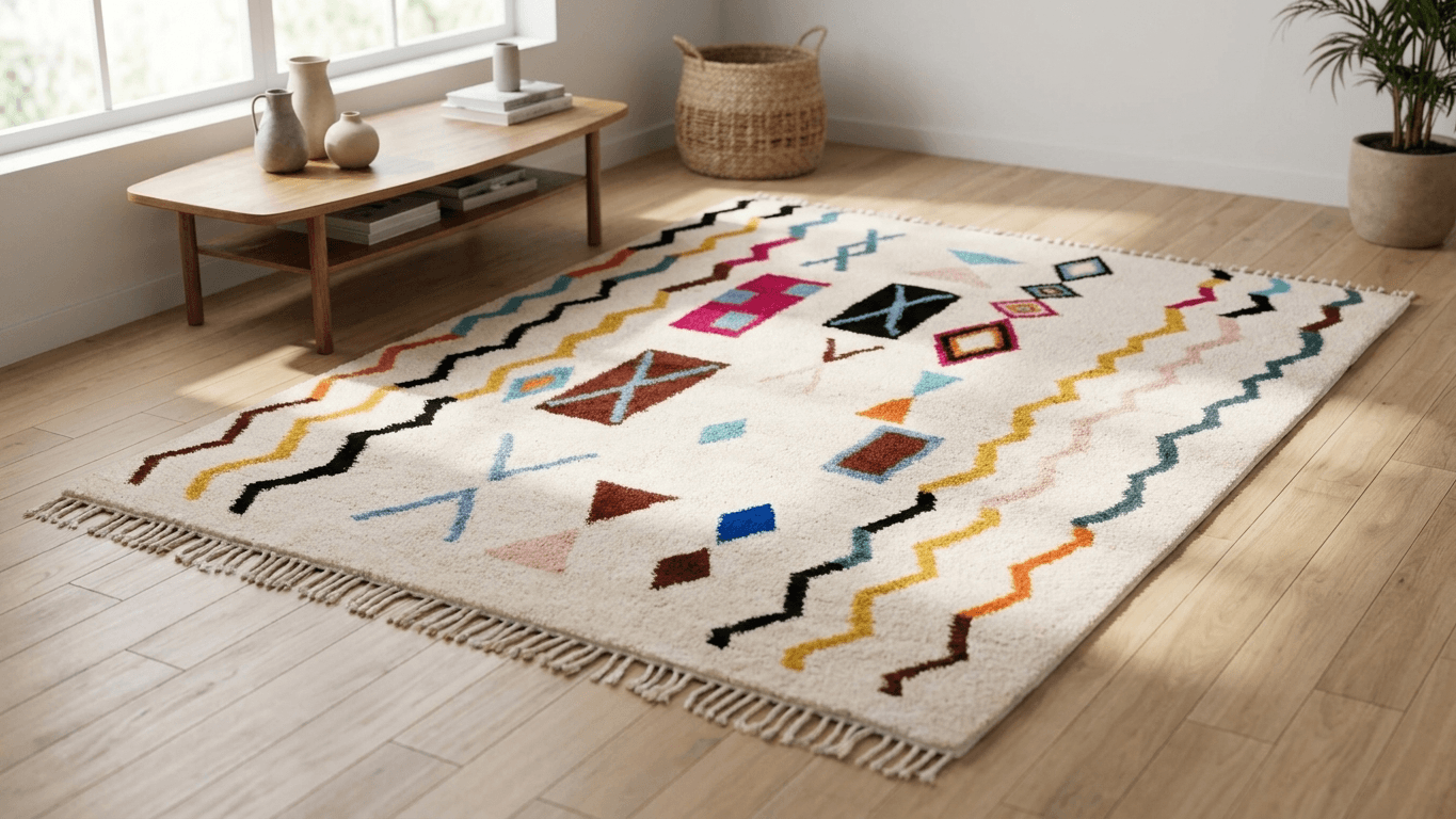 Handmade Wool Rug  Boho Living Room Decor