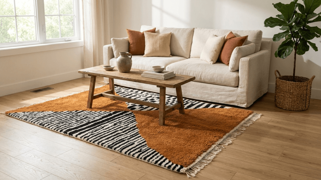 Handmade Wool Rug  Boho Living Room Decor