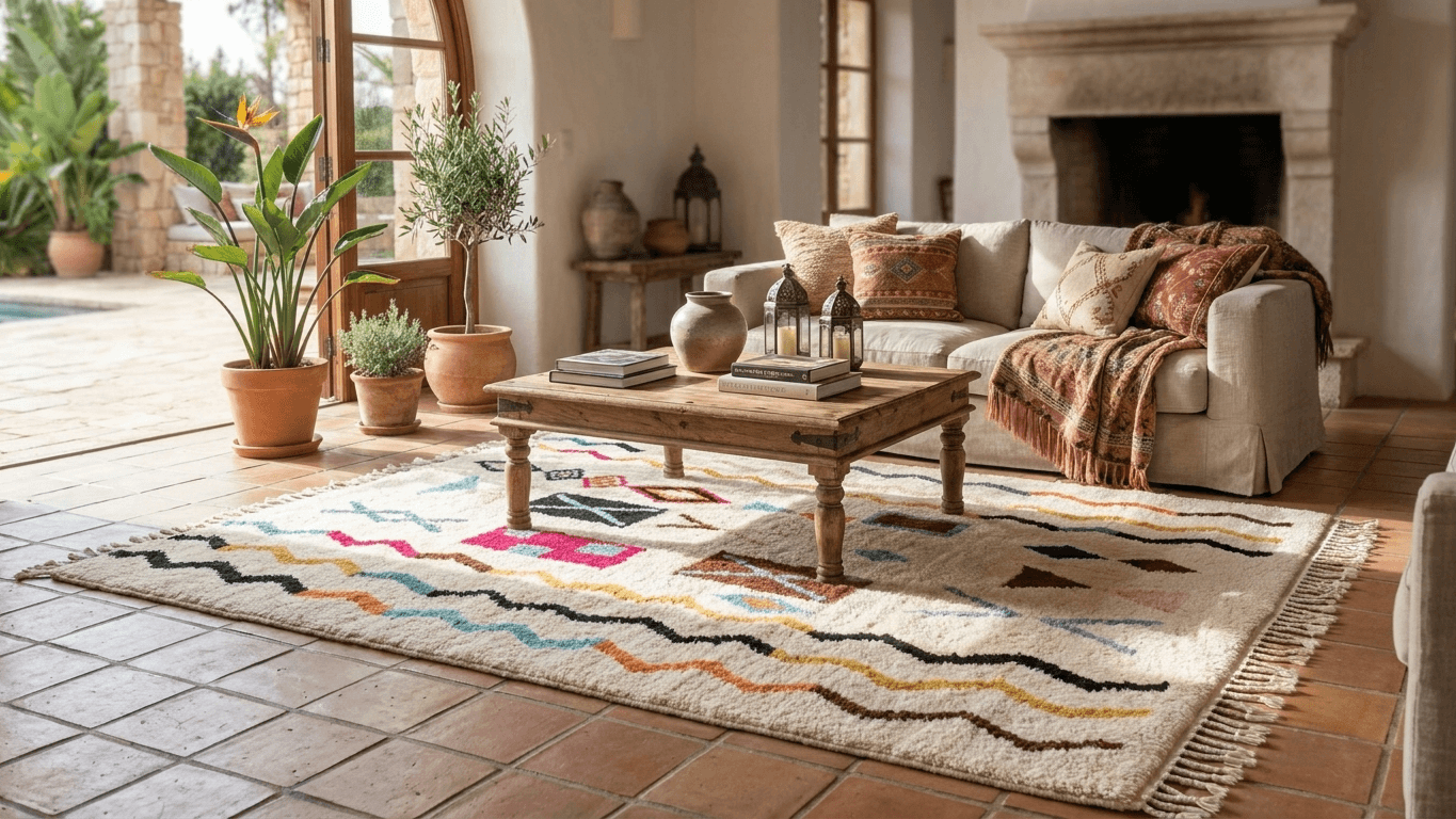 Handmade Wool Rug  Boho Living Room Decor